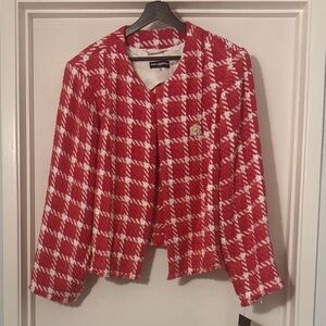 Karl Lagerfeld Pink  and White Checkered Blazer NWT